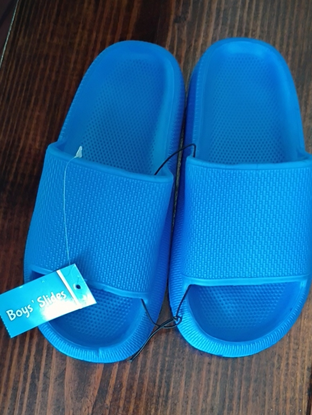 Boys Blue Slide Sandals - Comfortable Kids Swim Slides